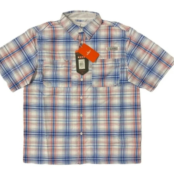 Habit Blue and Red Casual Button Down Shirt Lightweight - Picture 1 of 4